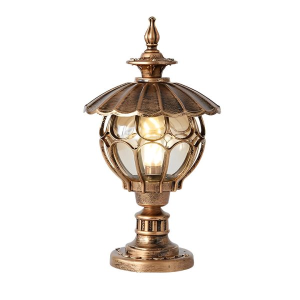 Flower Ball Cognac Glass Waterproof European Style Outdoor Pillar Lamp - Image 7