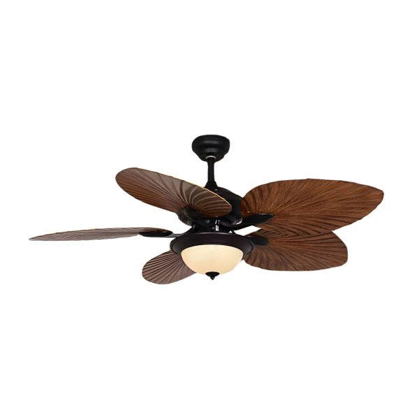 42/52-Inch LED Tropical 5 Brown Blades Reversible Ceiling Fan Light with Remote Control - Image 8