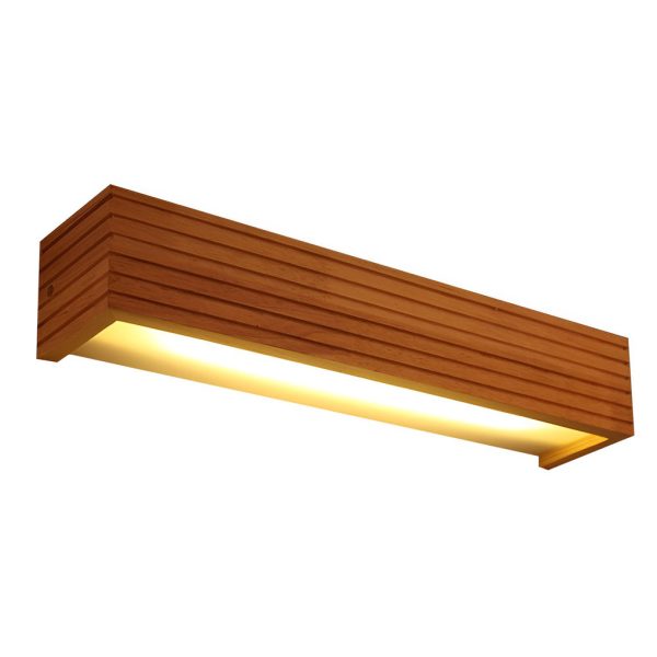Wood Rectangular Waterproof LED Nordic Wall Sconce Lighting Mirror Light - Image 7