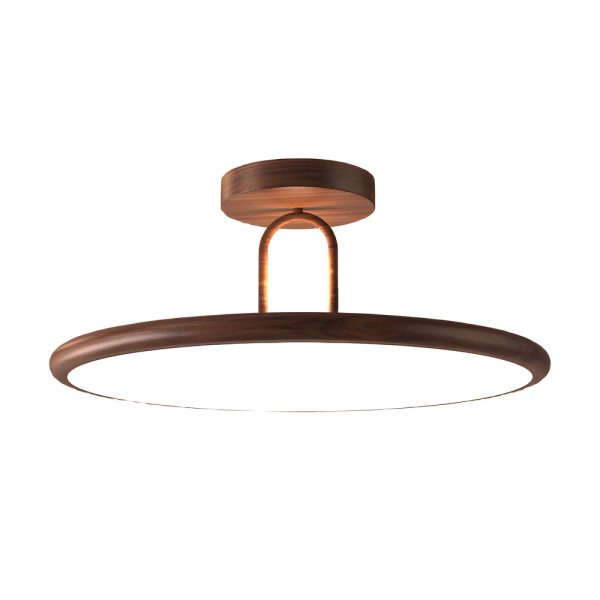 15.7/19.7-in Wood Grain Round Semi Flush Mount Ceiling Light - Image 7