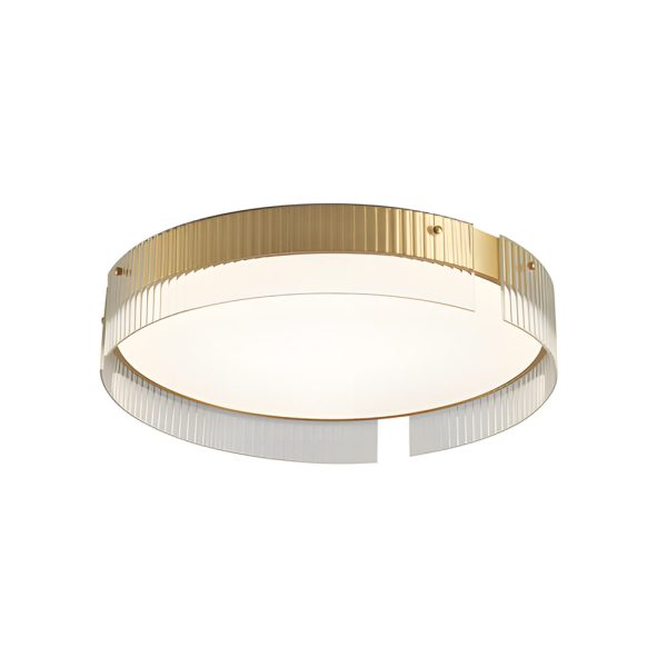 Round Ribbed Glass LED Flush Mount Ceiling Light - Image 7