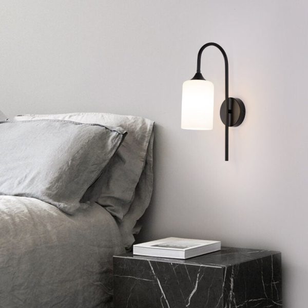 Modern Minimalist Glass Cylindrical Shade Bending Arm 1-Light Wall Sconce Lamp - Image 4