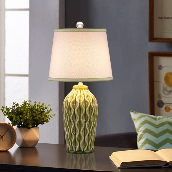 Modern Simple Fabric Ice Cracked Ceramics 1-Light Table Lamp - Image 4