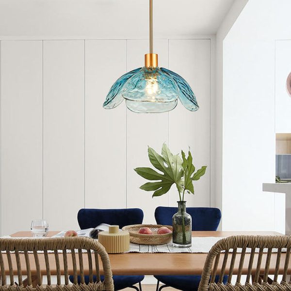 Modern Flower Petal Stained Glass 1-Light Pendant Light - Image 7