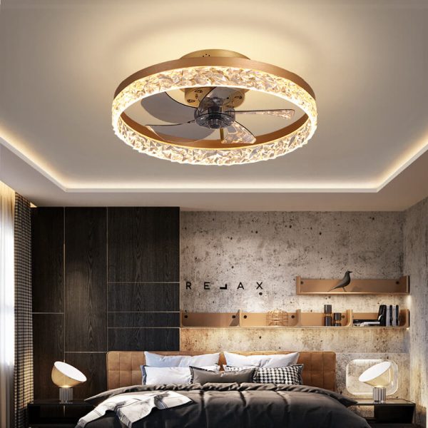 Modern Circle Ring LED Semi-Flush Mount Ceiling Fan Light - Image 2