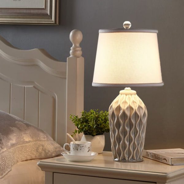 Modern Simple Fabric Ice Cracked Ceramics 1-Light Table Lamp - Image 3