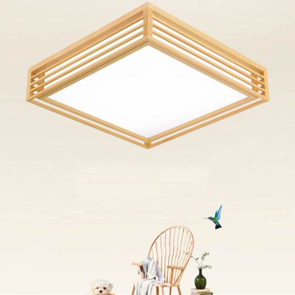 Nordic Solid Wood Square LED Japanese Tatami Flush Mount Ceiling Light - Image 22