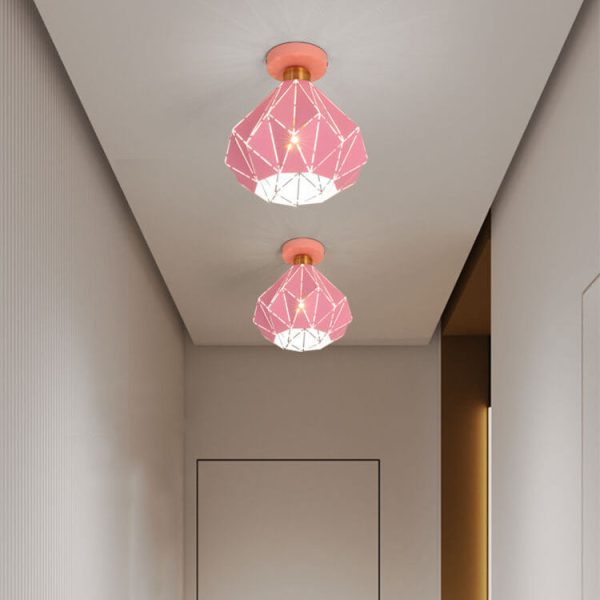 Modern Creative Diamond Dome 1-Light Macaron Semi-Flush Mount Ceiling Light - Image 2