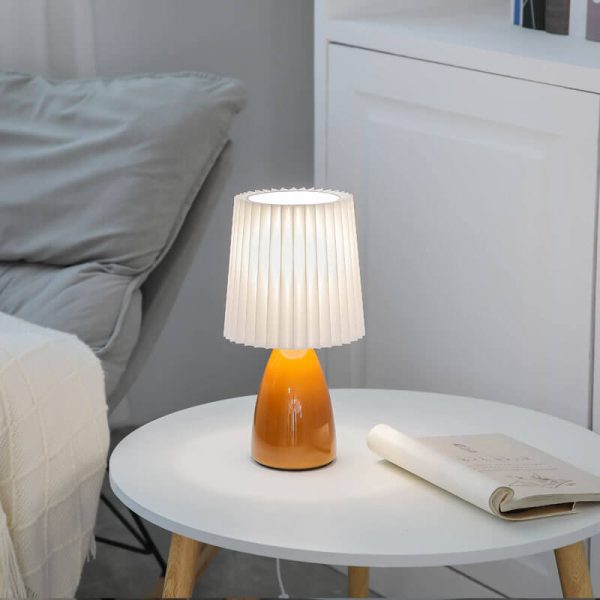 Nordic Vintage Pleated Shade Glass Base 1-Light Table Lamp - Image 3