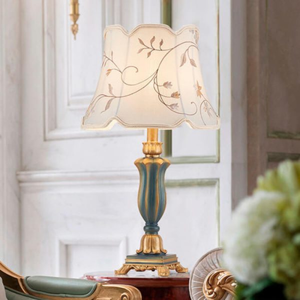 Round Fabric Resin Base Classical 1-Light Table Lamp - Image 17