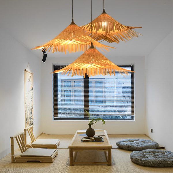 Caribbean Infused Bamboo Woven Pendant Light Burlywood Kitchen Lighting - Image 2