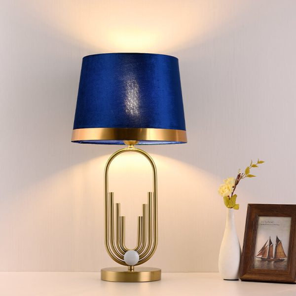 Modern Luxury Fabric Gold Oval Ring Base 1-Light Table Lamp - Image 2