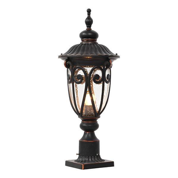 Round Bubble Glass Waterproof Black European Style Outdoor Pillar Lamp - Image 7