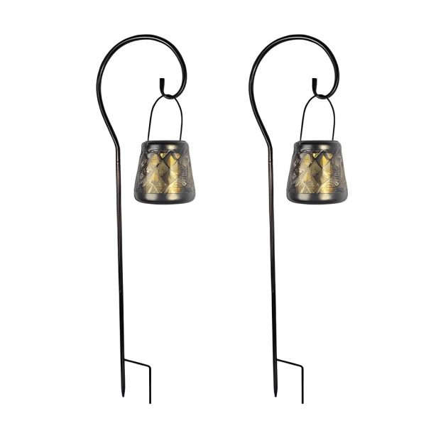 Retro Iron Mesh Solar Lanterns 2PCS LED Outdoor Hanging Lights - Image 6