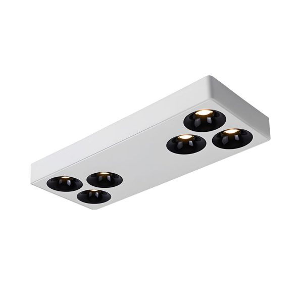 White Rectangular Plate 6-Light Peg Flush Mount Spotlight - Image 7