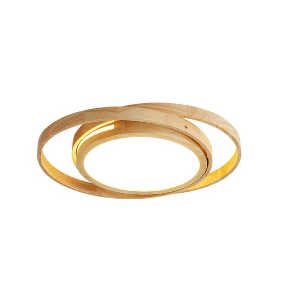 Minimalist Log Wooden Circle Ring LED Flush Mount Ceiling Light - Image 5
