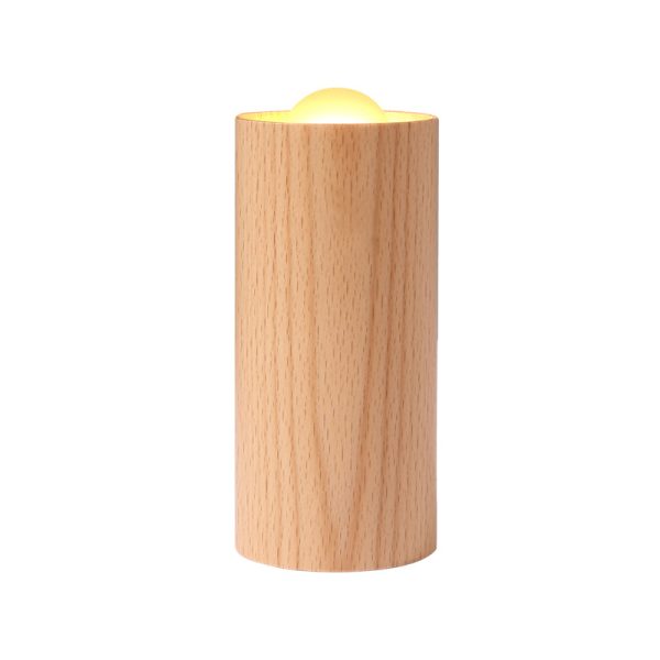 Candlelight Ambient Wood Cylinder Accent LED Table Lamp - Image 8