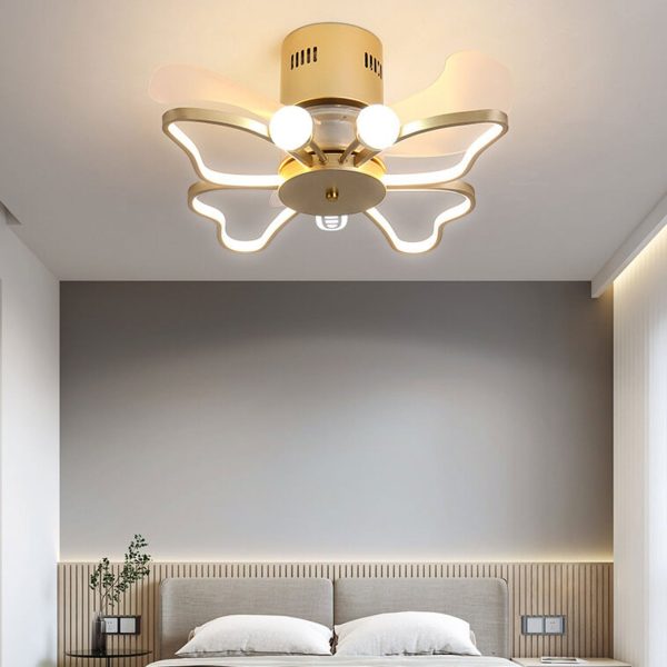 Nordic Creative Butterfly Shape LED Semi-Flush Mount Ceiling Fan Light - Image 15