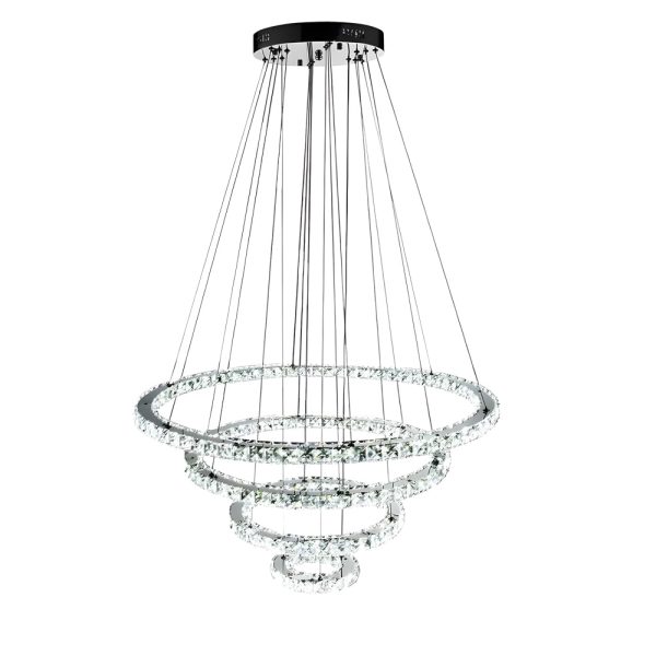 4 Rings Electroplated Crystal LED Modern Chandeliers Pendant Light Hanging Lamp - Image 8