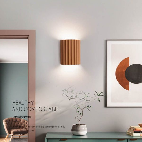 Macaron Resin Striped Half Cylinder 1-Light Wall Sconce Lamp - Image 8