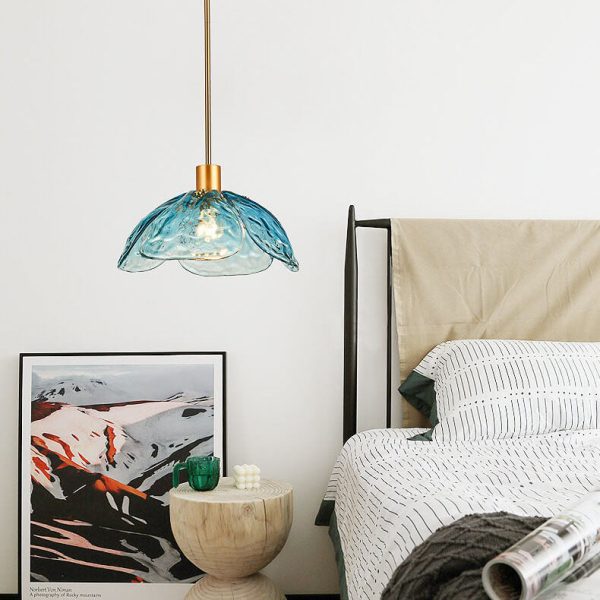 Modern Flower Petal Stained Glass 1-Light Pendant Light - Image 9