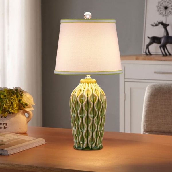 Modern Simple Fabric Ice Cracked Ceramics 1-Light Table Lamp - Image 5