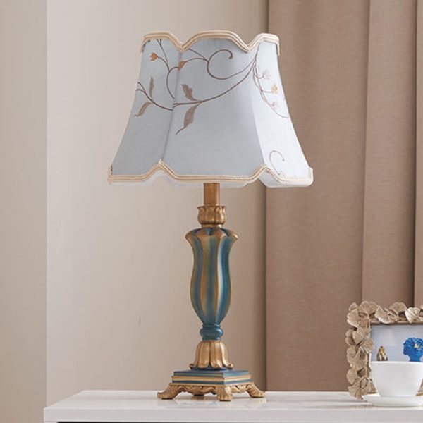Round Fabric Resin Base Classical 1-Light Table Lamp - Image 18