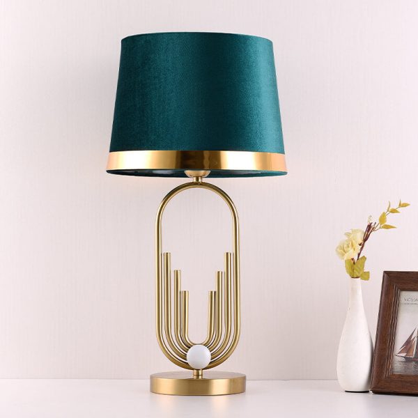 Modern Luxury Fabric Gold Oval Ring Base 1-Light Table Lamp - Image 3