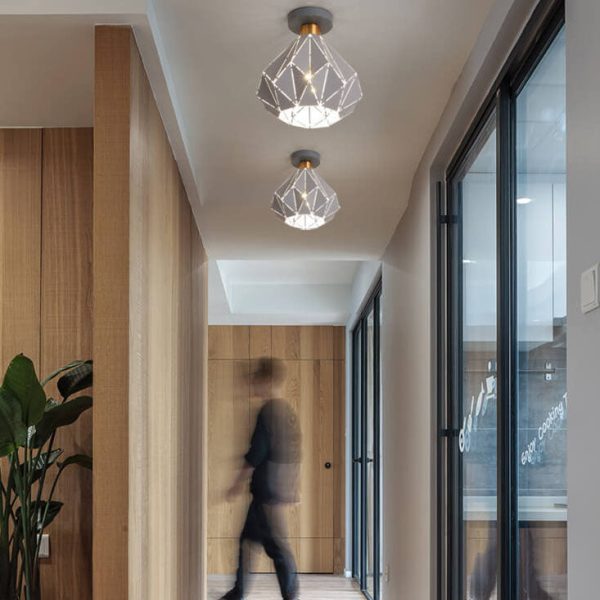 Modern Creative Diamond Dome 1-Light Macaron Semi-Flush Mount Ceiling Light - Image 7