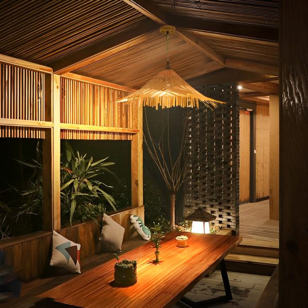 Caribbean Infused Bamboo Woven Pendant Light Burlywood Kitchen Lighting - Image 4