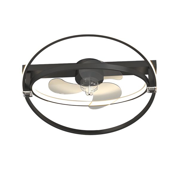 2 Rings Creative Mute Three Step Dimming LED Modern Ceiling Fan and Light - Image 6