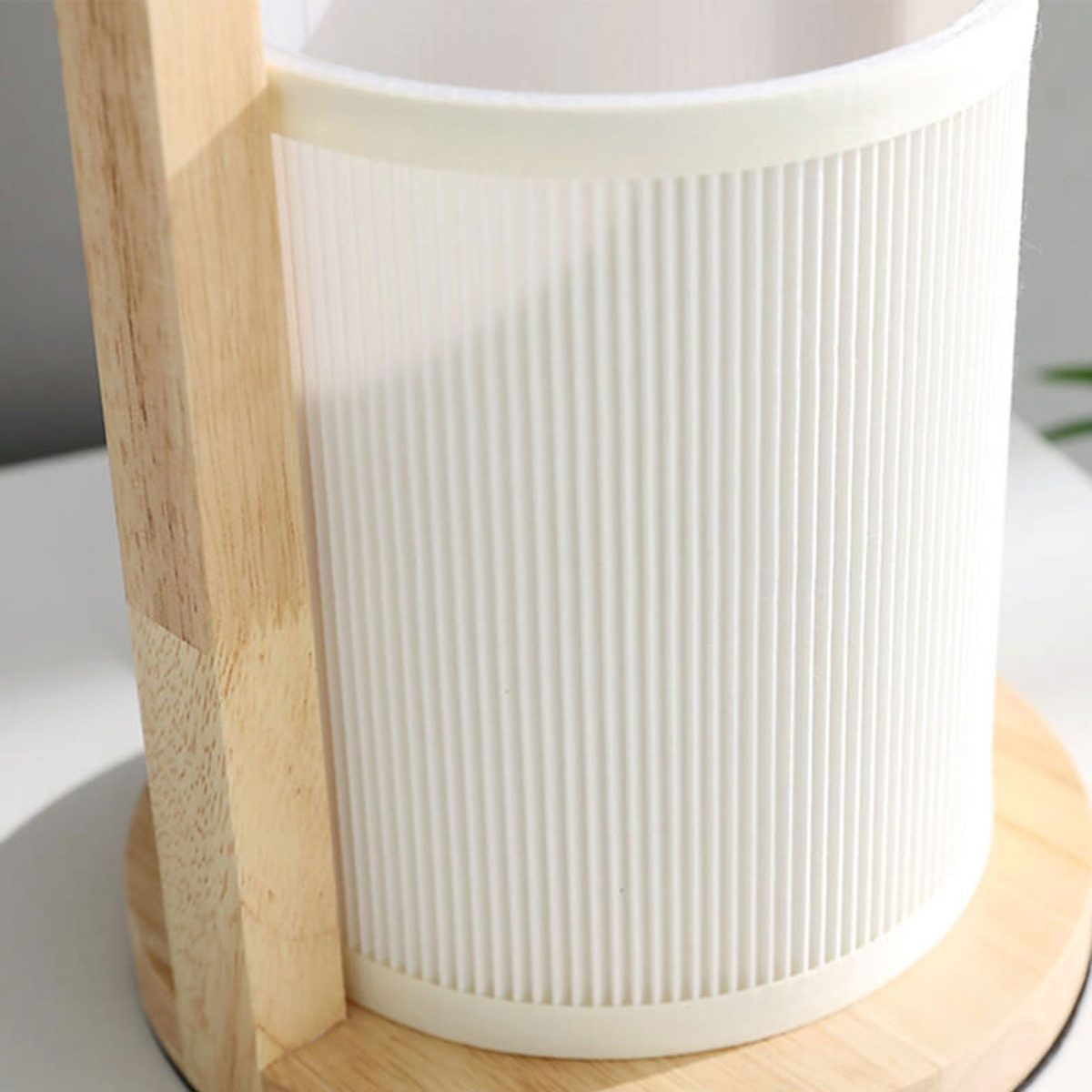 Nordic Fabric Column Solid Wood Portable Design 1-Light Table Lamp - Image 5