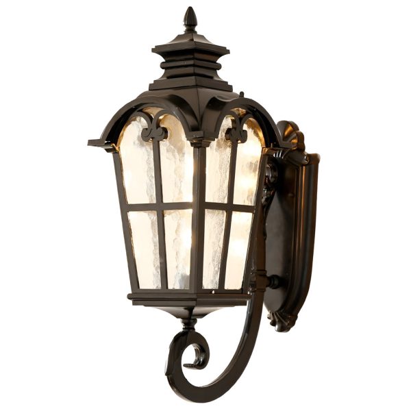 Waterproof Vintage Lantern Shaped Black Retro Outdoor Plug in Wall Lamp - Image 6