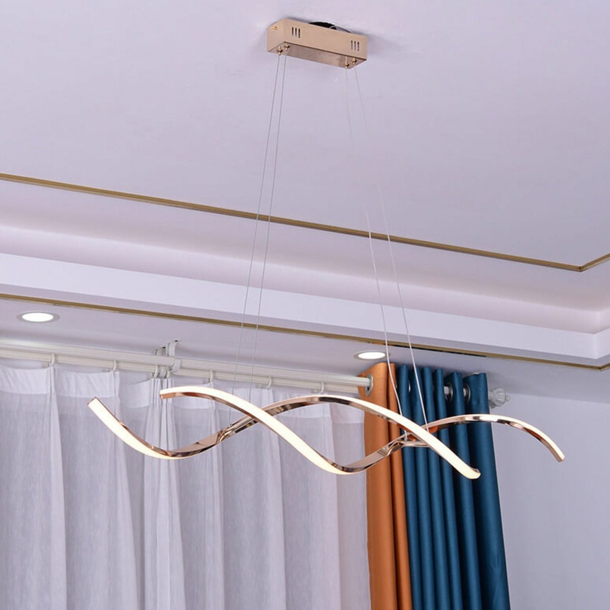 Modern Minimalist Strip Curve Island Light LED Chandelier - Image 17