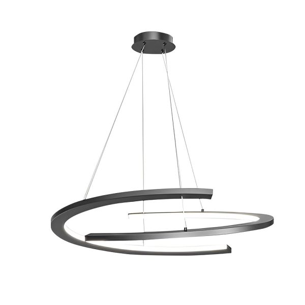 2 Semi-circular Creative LED 3 Step Dimming Black Modern Chandelier - Image 5