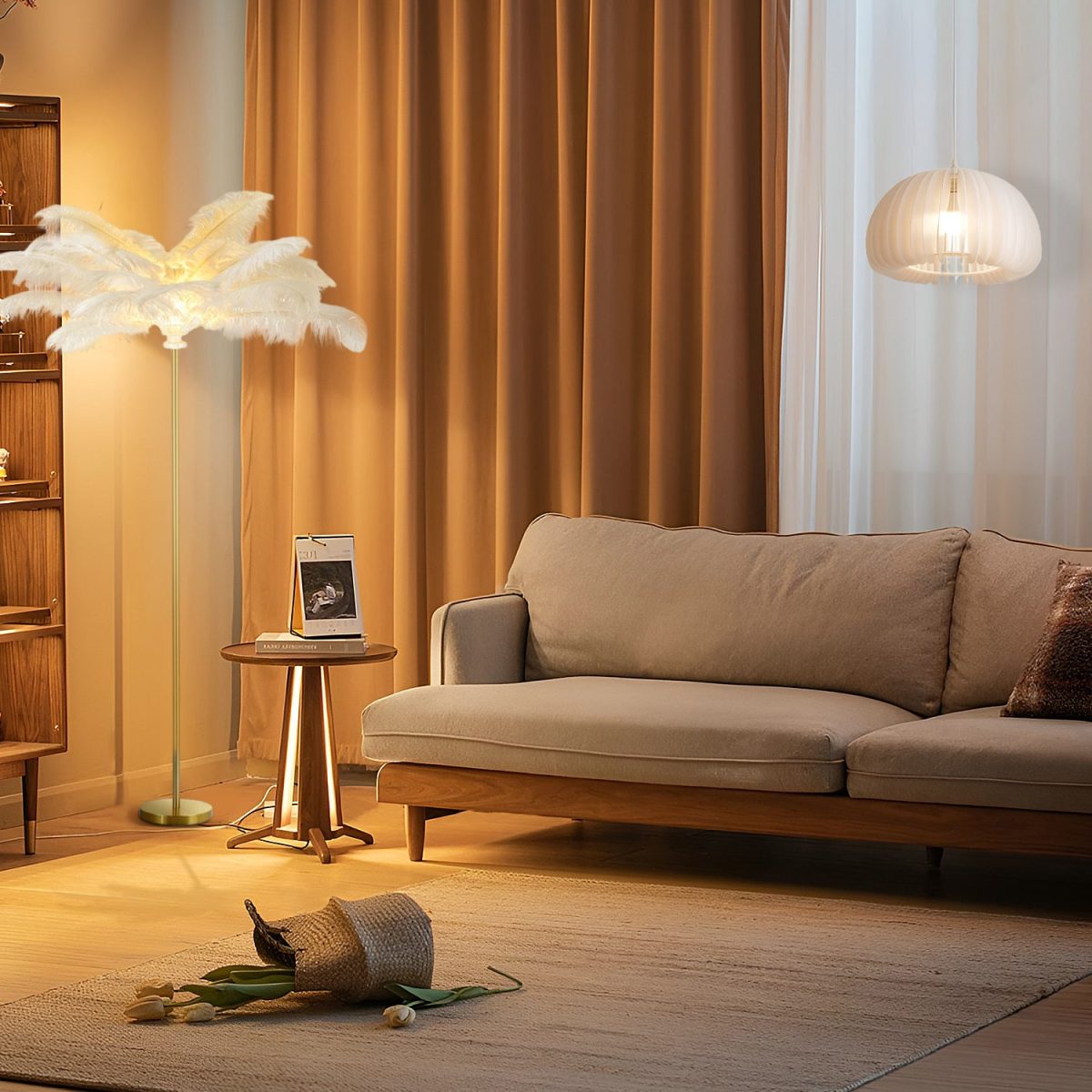 30 Inch Statement Ostrich Feather Decorative Accent Floor Lamp - Image 5