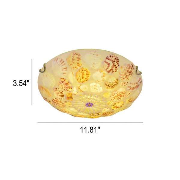 European Mediterranean Shell Art Round LED Flush Mount Ceiling Light - Image 6