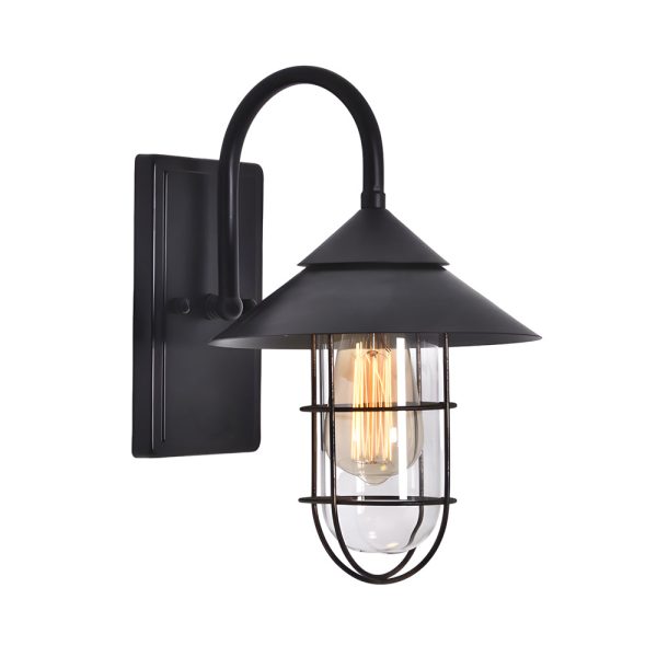Retro Round Iron Glass Waterproof Motion Sensor Black Outdoor Wall Lights - Image 5