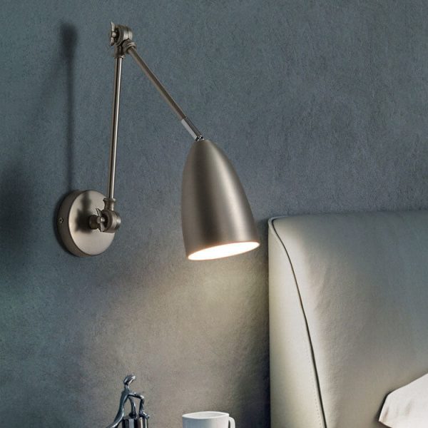 Retro Industrial Swing Arm Rotating Retractable Iron 1-Light Wall Sconce Lamp - Image 4
