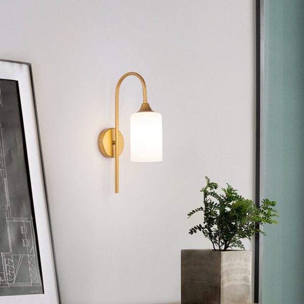 Modern Minimalist Glass Cylindrical Shade Bending Arm 1-Light Wall Sconce Lamp - Image 6