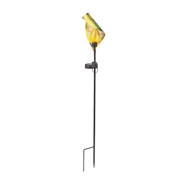 Elegant Curled Leaf Solar Lawn Light LED Outdoor Metal Post Lamp - Image 7