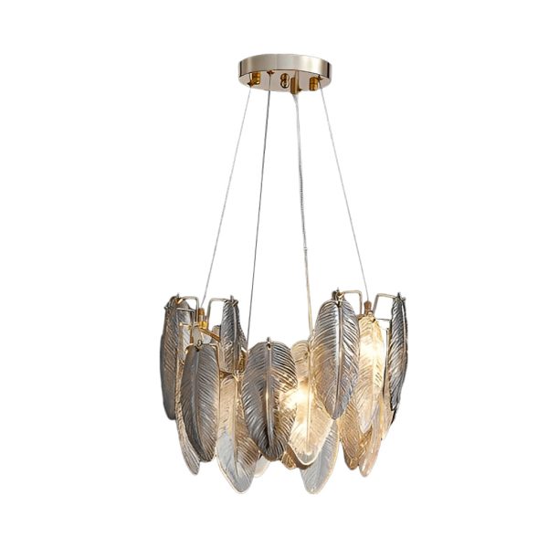 Romantic Creative Feathers Glass Three Step Dimming Modern Chandelier - Image 11