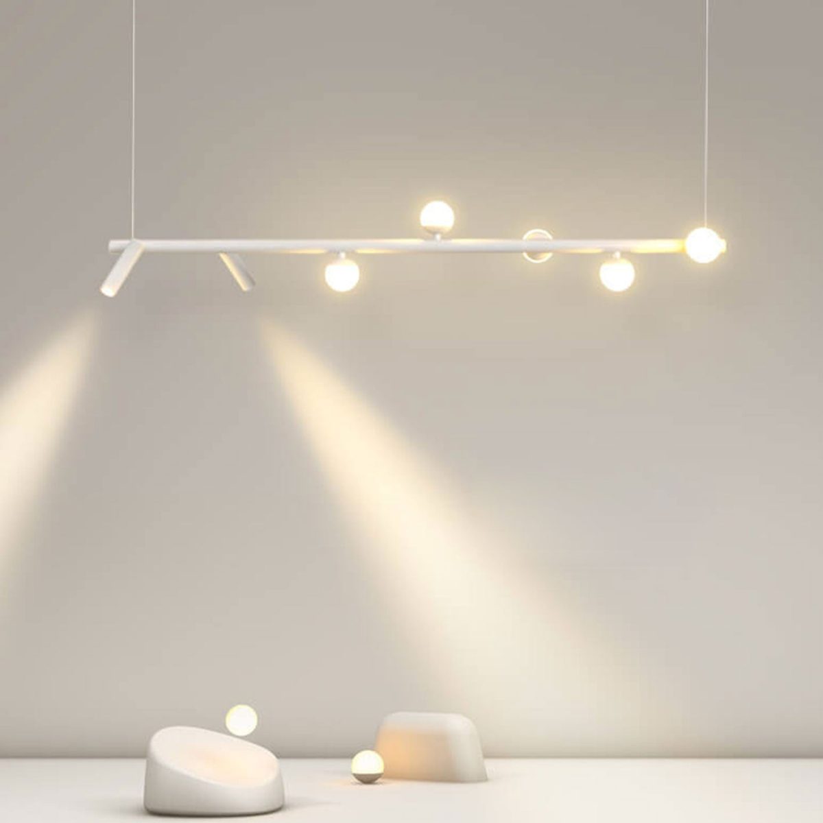 Minimalist  Island Light Linear 6/7 Light Acrylic Iron LED Chandelier - Image 1