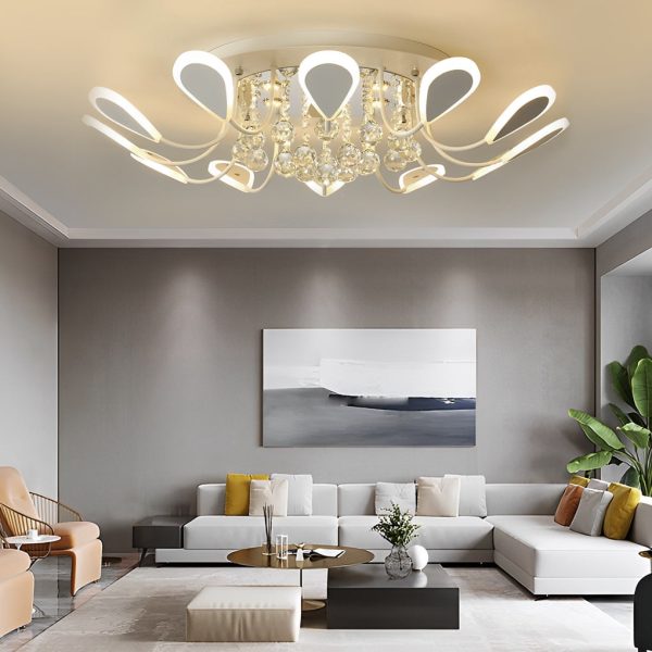 Creative Flower Shaped Dimmable LED Crystal Modern Ceiling Lights - Image 2