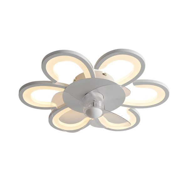 19.7 in. 6-Speed White Flush Mount Flower Ceiling Fan Light - Image 7