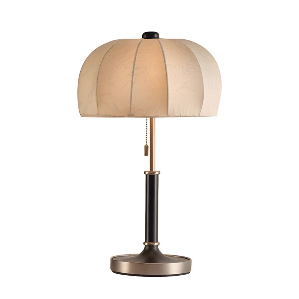 Retro Brass Dome Fabric Table Lamp Pull Chain Bedroom Lamp - Image 10