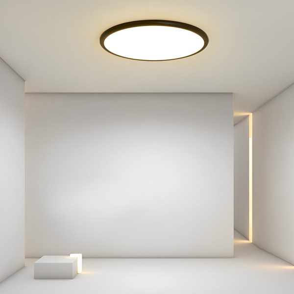 16'' Modern LED Geometric Circle Black Flush Mount Ceiling Lights with Black White Edge - Image 3