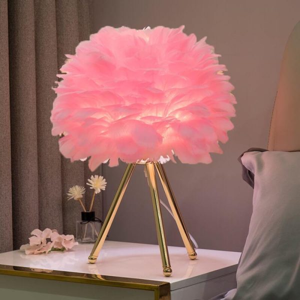 Modern Swan Feather 1-Light Globe Standing Table Lamp - Image 2