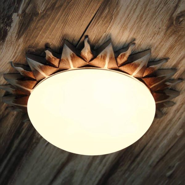 Vintage Glass Sun Bowl Shaped 1/3-Light Flush Mount Ceiling Light - Image 2