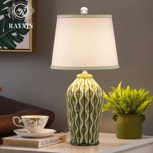 Modern Simple Fabric Ice Cracked Ceramics 1-Light Table Lamp - Image 6